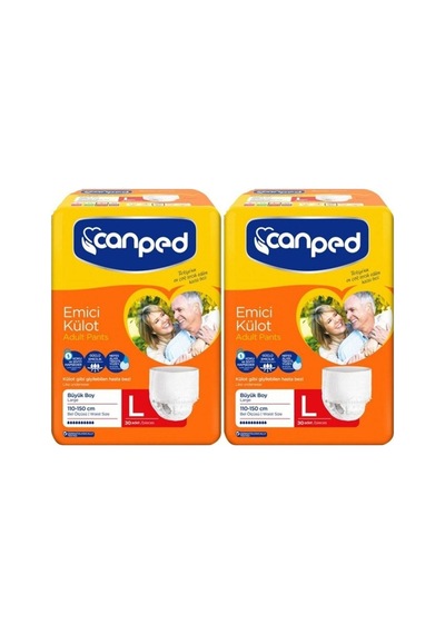 Canped Emici Külot Hasta Bezi Büyük Boy Large 120 Adet Eko Paket Tek Ebat