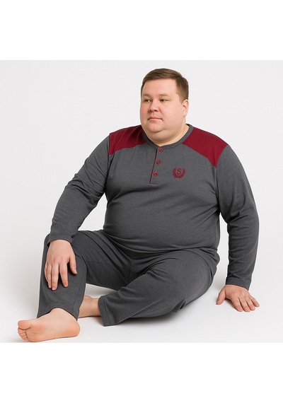 Mutlu City Erkek Yüksek Kalite İnterlok Penye Büyük Beden Pijama Takımı 18540 Füme