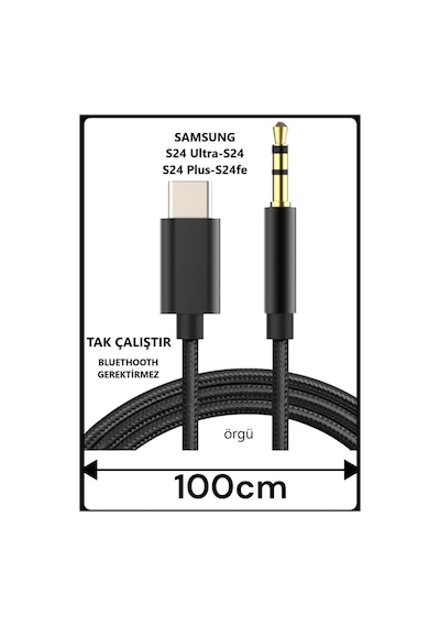 Samsung Galaxy Uyumlu  S24 Ultra S24 S24 Plus S24 Fe Aux Kablo Type C Aux Kablo Tak Çalıştır Dac Çipli