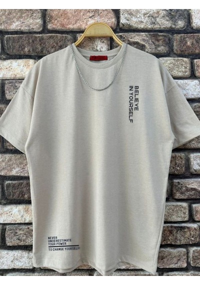Altamira Erkek Believe Baskılı Oversize T-shirt 001