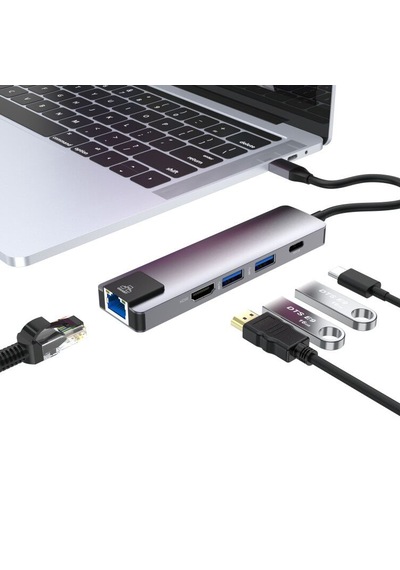 5 Port Usb Hub 3.0 Type C To Ethernet/hdmı Dönüştürücü Çoklayıcı