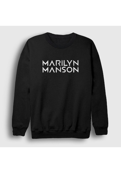 Presmono Unisex Logo Marilyn Manson Sweatshirt Siyah
