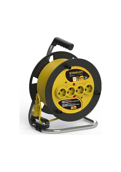 Stanley ST-E-2515 Makaralı Kablo 25 Metre IP20 4 Prizli 3 x 1.5 MM