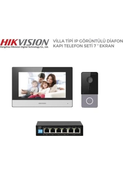 Hikvision Ip Villa Tipi Görüntülü Diafon Seti Beyaz 1 Monitörlü Wi-fi Kapı Telefonu Ve Interkom Sistemi
