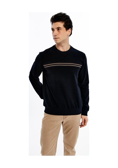 AR-MA Arma Erkek Regular Fit Selanik Kumaş Çizgi Baskılı Bisiklet Yaka Kazak %65 Pamuk %35 Polyester K30124697702 Lacivert AR-MA Arma Erkek Regular Fit Selanik Kumaş Çizgi Baskılı Bisiklet Yaka Kazak %65 Pamuk %35 Polyester K30124697702 Lacivert