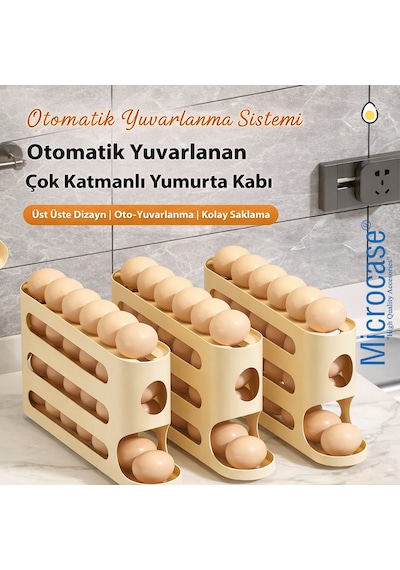 Microcase Abs Plastik Dolapiçi Yuvarlanır Tip Yumurta Organizer Ve Standı Al5452 Füme
