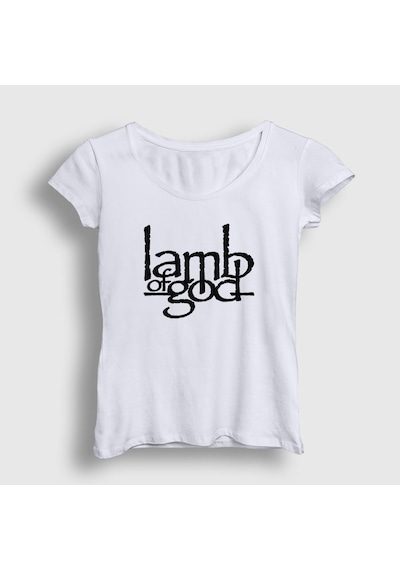 Presmono Kadın Logo Lamb Of God T-shirt Beyaz