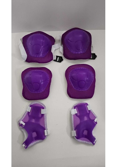 Çocuk Koruyucu Set Dizlik Dirseklik Bileklik 6 Parça Paten Scooter Bisiklet Kaykay Koruyucu Mor