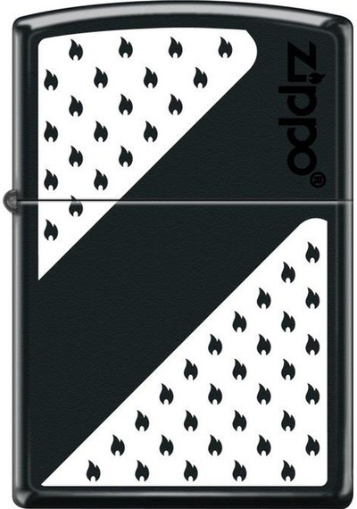 Zippo Black And White Dizayn - Siyah Beyaz