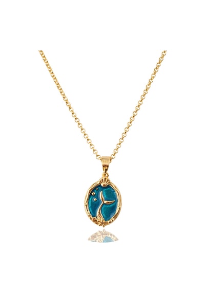 Yıldız Balığı Cameo Gümüş Kolye 925 Ayar, Altın Kaplama, Mine & Zirkon Taşlı Ms3856 Altın