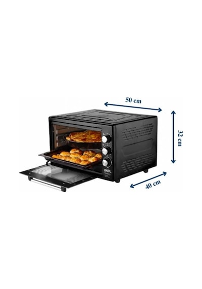 Akel AF380L Lambalı Termostatlı Midi Fırın Siyah