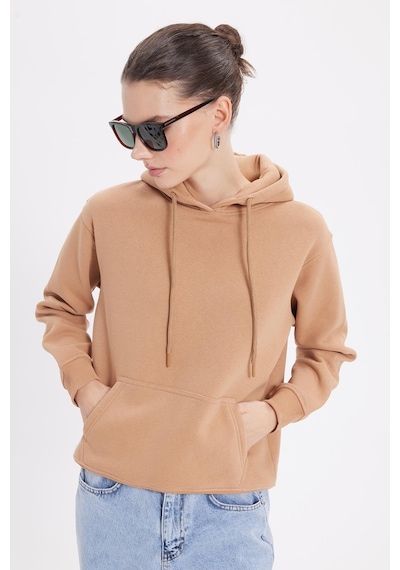 Tudors Kadın Relax Fit Rahat Kesim Pamuklu Kapüşonlu Kanguru Cepli Vizon Sweatshirt-39941 VIZON Tudors Kadın Relax Fit Rahat Kesim Pamuklu Kapüşonlu Kanguru Cepli Vizon Sweatshirt-39941 VIZON