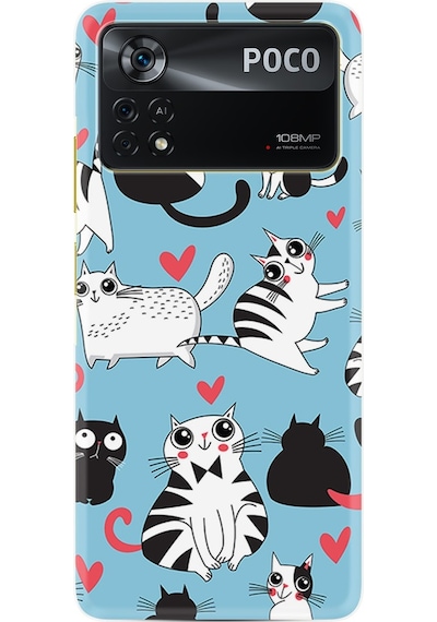 Xiaomi Poco X4 Pro 5G Kılıf Silikon Desen Kedicikler 1772