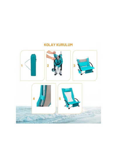 Kingcamp Lilac High Comfort Plaj Ve Dinlenme Sandalyesi Cyan Mavi