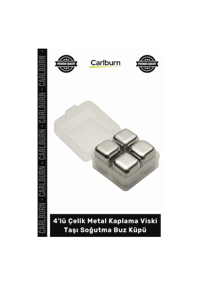 Özel Üretim Gold Lüks Paslanmaz Hediye Seti Şık 4'lü Çelik Metal Kaplama Viski Taşı Soğutma Buz Küpü Çok Renkli