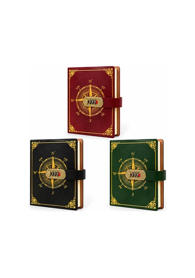 1 Adet Deri Şifreli Defter Özel Tasarım Kilitli Not Defteri 22x15 Cm Journal Notebook