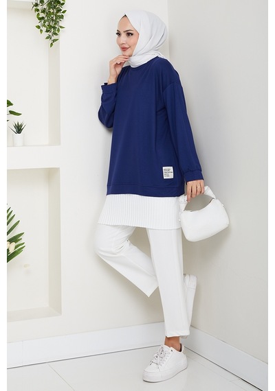 Bestenur Arma Detay Piliseli Oysho Tunik 1627 - Lacivert Lacivert