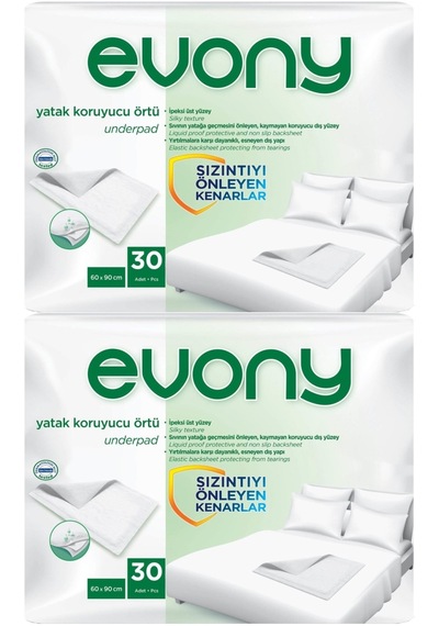 Evony Hasta Yatak Koruyucu 60*90Cm 60 Adet (2PK*30) (Kaymaz Özell