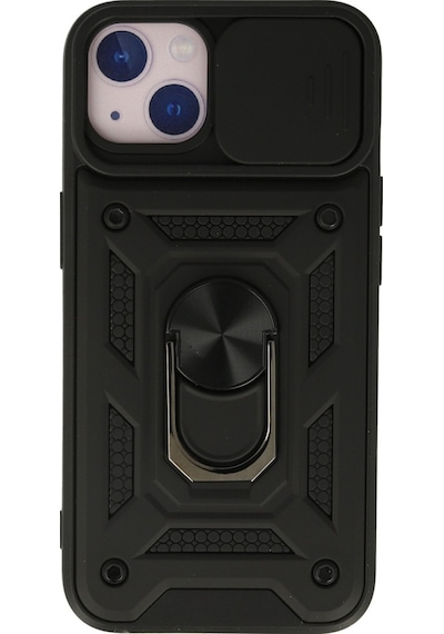 Apple iPhone  Uyumlu- 13 Kılıf Pars Lens Yüzüklü Silikon - Siyah