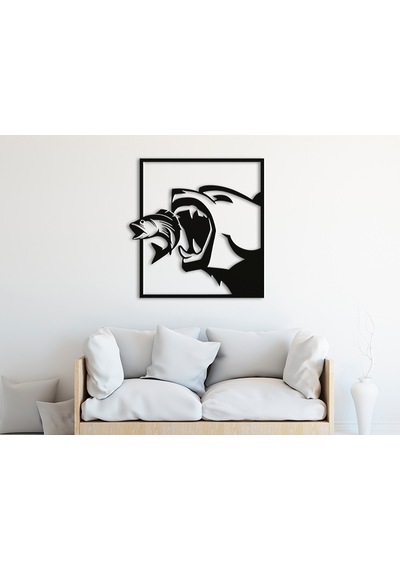 Ayı Ve Balık Silüet / Bear And Fish 3d Duvar Dekoru - Şık Ve Minimalist Tasarım 19cm