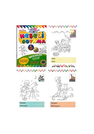 4e Neşeli Boyama Kitabı Renkli Türkçe-ingilizce Meslekler 1