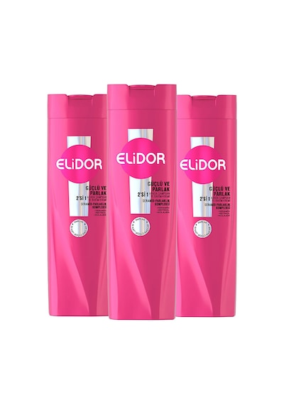 Elidor Güçlü ve Parlak 2'si 1 Arada Şampuan ve Bakım Kremi 3 x 400 ML