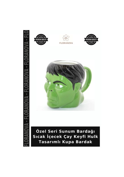 Özel Seri Sunum Bardağı Sıcak İçecek Çay Keyfi Hulk Tasarımlı Kupa Bardak Çok Renkli