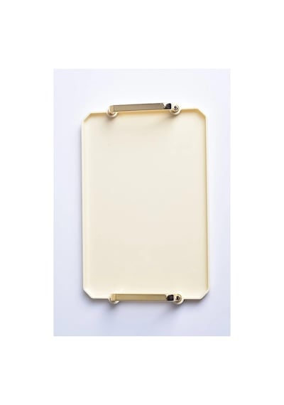 Şura Mutfak Akrilik Kahve Sunum Tepsisi, Krem, 25x17 Cm, 6'lı Set Çok Renkli