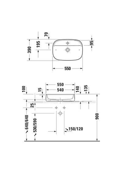 Duravit - Zencha Çanak Lavabo 55 Cm Batarya Banklı Beyaz - 2374550071- Beyaz