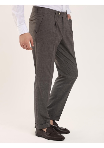 Dufy Kahve Melanj Erkek Slim Fit Pantolon - 97655 Kahverengi
