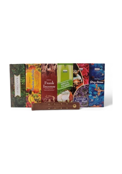 Rain Forest, Fruit Punch, Frank Incence, Vanilla Coconut, Lavander&rose&musk, Ocean 6x20 Tütsü-hediyeli
