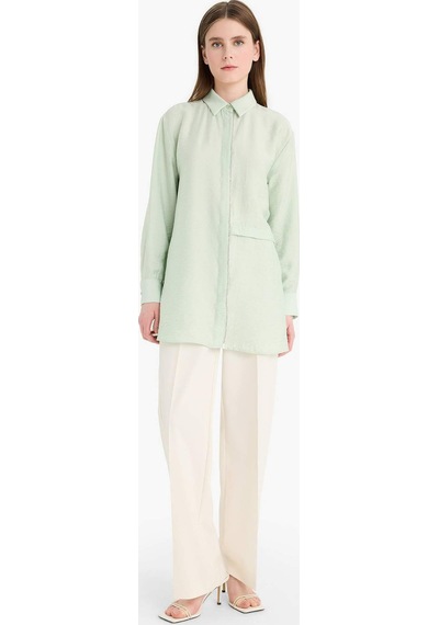 Defacto Relax Fit Uzun Kollu Tesettür Gömlek Tunik F1357ax25smgn1181 Yeşil
