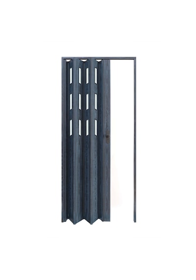 Faran Dekorasyon 115 x 230 Antrasit Renk Camlı Pvc Akordiyon Kapı - FRNAKMODEL-0-142