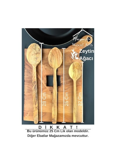 Zeytin Ağacı Kaşık 25 Cm El Yapımı Ahşap Kaşık Doğal Ağaç