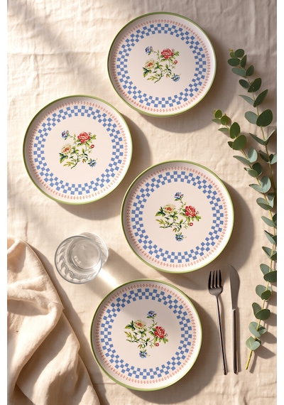 Keramika Rose Line Nordic Pasta Tabağı 22 Cm 4 Adet 22911 Beyaz
