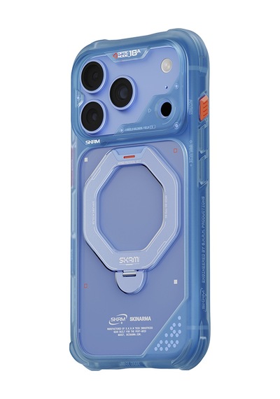 Apple Uyumlu iPhone 18 Pro Uyumlu Kılıf M-safe Şarj Özellikli Standlı Skinarma Saturn Kapak Mavi