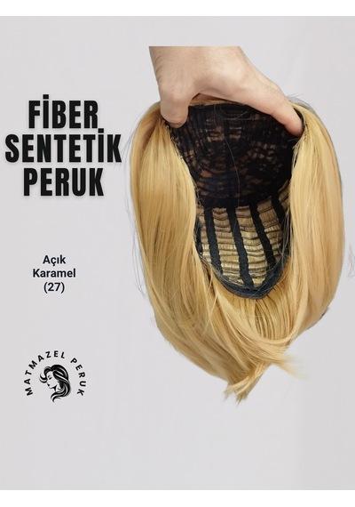 Küt Model Fiber Sentetik Peruk Açık Karamel No-27