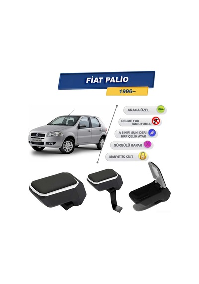 Fiat Palio 1996 Sonrası İle Uyumlu Çelik Ayaklı Kolçak, Kol Dayama - A+ Kalite Abs Malzeme Gri