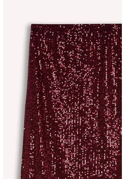 DeFacto A Kesim Normal Bel Payetli Kumaş Maxi Etek E2440AX24WNBR468 Bordo