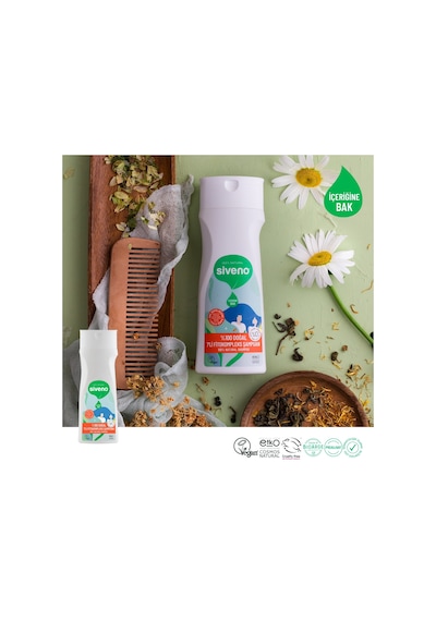 Siveno %100 Doğal Fitokompleks Şampuan 7 Değerli Bitki Yoğun Saç Dökülme Karşıtı Besleyici Dolgunlaştırıcı 300 ML