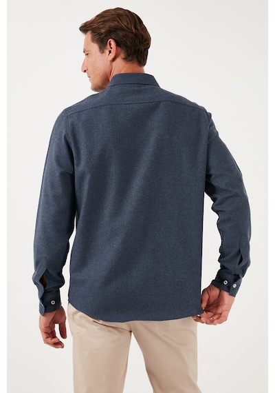 Buratti Pamuklu Regular Fit Düğmeli Yaka Kışlık Erkek Gömlek Cf24W127079 Lacivert