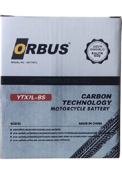 Orbus 12v 7ah Yüksek Akü-ytx7l Ebatlar:113 X 70 X 132mm Orbus Motosiklet Aküsü