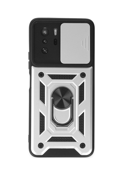 Poco X3 Gt Kılıf Pars Lens Yüzüklü Silikon - Gümüş Diğer