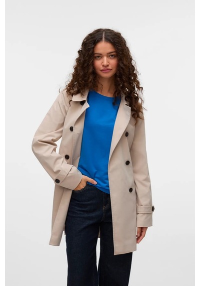 Vero Moda Kadın Vmchelsea Düğmeli Belden Bağlamalı Trençkot 10329343 Taş Taş