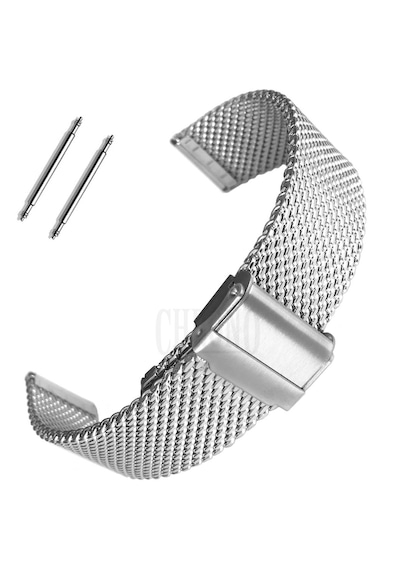 Saatse 22mm Metalik Gri Gümüş Kalın Spor Hasır Çelik Saat Kordonu Kayış