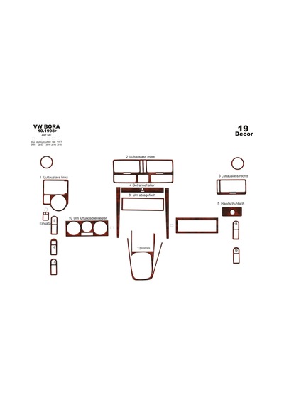 Volkswagen Bora Torpido Kaplama 1998-2008 19 Parça Maun