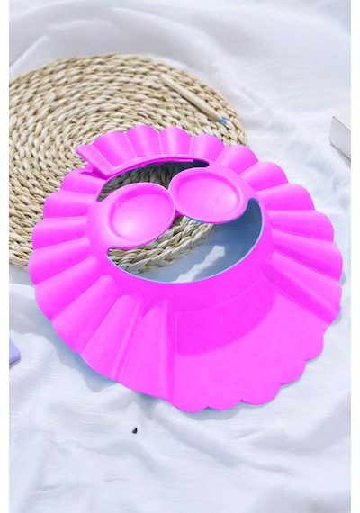 Ayarlanabilir Bebek Banyo Şapkası Yenidoğan Duş Bonesi Göz Kulak Koruyucu 28 CM Pembe