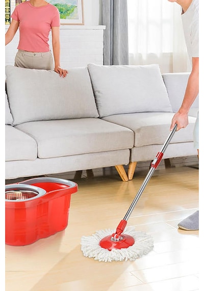 360 Derece Dönebilen Döner Başlıklı Smart Mop Kova Paspas Seti Pratik Mop Kova Paspas Seti