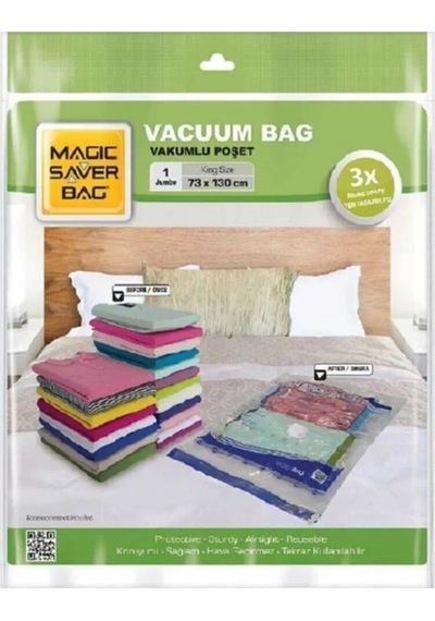 Vakumlu Giyisi Yastık Yorgan Saklama Torbası Poşeti Hurç - Jumbo - 73x130 Cm 1 Paket Plastik Beyaz Diğer