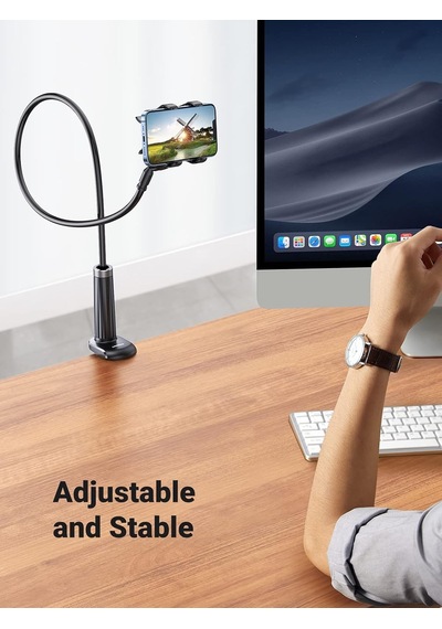 Flexible Esnek Yatak Masa Telefon Tutucu Siyah 90 Cm